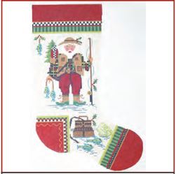 click here to view larger image of Santa The Fly-Fisherman Stocking (hand painted canvases)