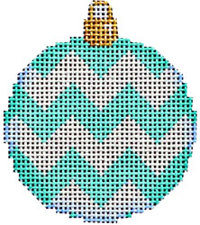 click here to view larger image of Aqua Chevron Mini Ball Ornament (hand painted canvases)
