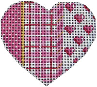 click here to view larger image of Pink Pindot/Plaid/Hearts Heart (hand painted canvases)
