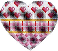 click here to view larger image of Pink Hearts/Plaid/Lattice Heart (hand painted canvases)