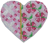 click here to view larger image of Pink Fretwork/Floral Heart (hand painted canvases)