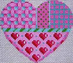 click here to view larger image of Pink Patterns Heart (hand painted canvases)