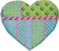 click here to view larger image of Lime/Turquoise Heart (hand painted canvases)