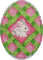click here to view larger image of Lime Lattice/White Bunny Mini Egg (hand painted canvases)