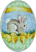click here to view larger image of Tan Bunny Yellow Bow Egg (hand painted canvases)