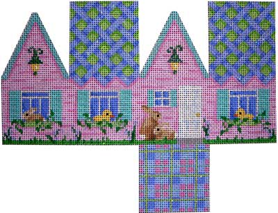 click here to view larger image of Easter Cottage - Blue Lattice Roof (hand painted canvases)