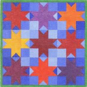 click here to view larger image of 8 Pointed Star Quilt (hand painted canvases)