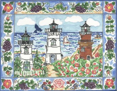 click here to view larger image of Vineyard Lighthouses (hand painted canvases)