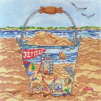 click here to view larger image of Beach Pail (hand painted canvases)
