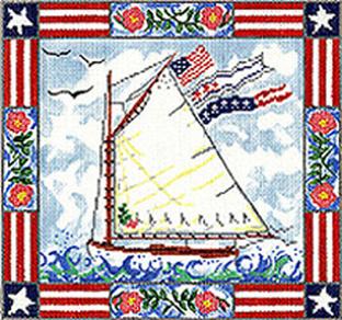click here to view larger image of Patriotic Sailboat (hand painted canvases)