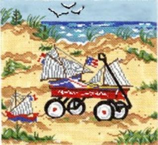 click here to view larger image of Wagon with Boats (hand painted canvases)