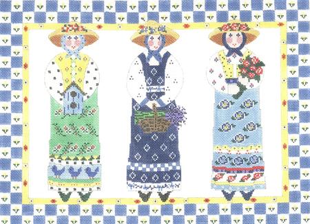 click here to view larger image of Trio Garden Ladies (hand painted canvases)