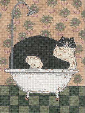 click here to view larger image of Cat In A Hot Tin Tub (hand painted canvases)