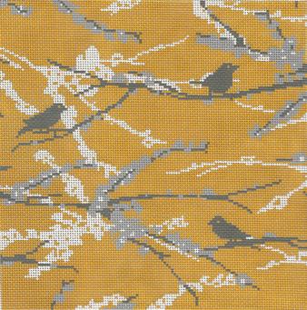 click here to view larger image of Sparrows - Vintage Yellow (hand painted canvases)