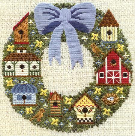 click here to view larger image of Birdhouse Wreath (counted canvas work)