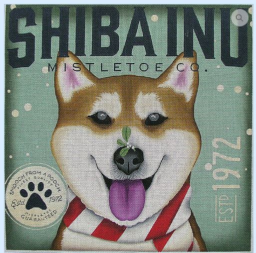 click here to view larger image of Shiba Inu Mistletoe Company (hand painted canvases)