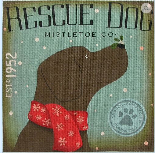 click here to view larger image of Rescue Dog Mistletoe Company (hand painted canvases)