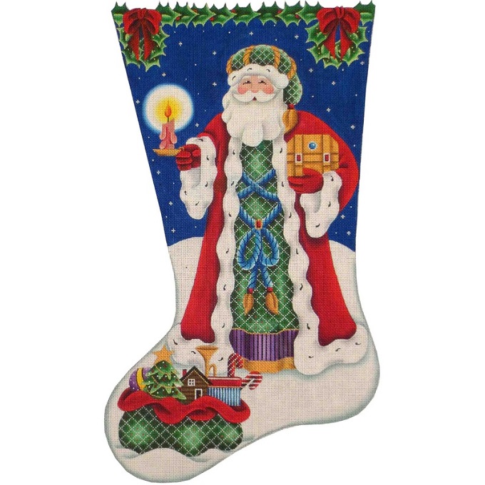 click here to view larger image of Father Christmas Santa Stocking - 13ct (hand painted canvases)