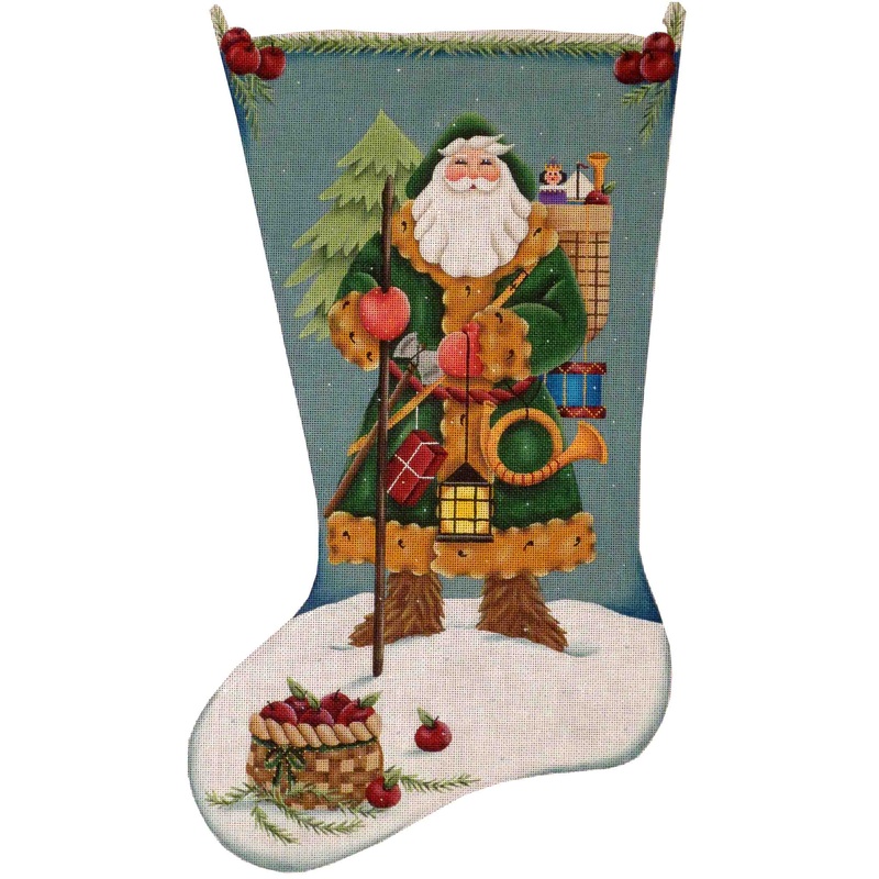click here to view larger image of German Santa Stocking - 13ct (hand painted canvases)