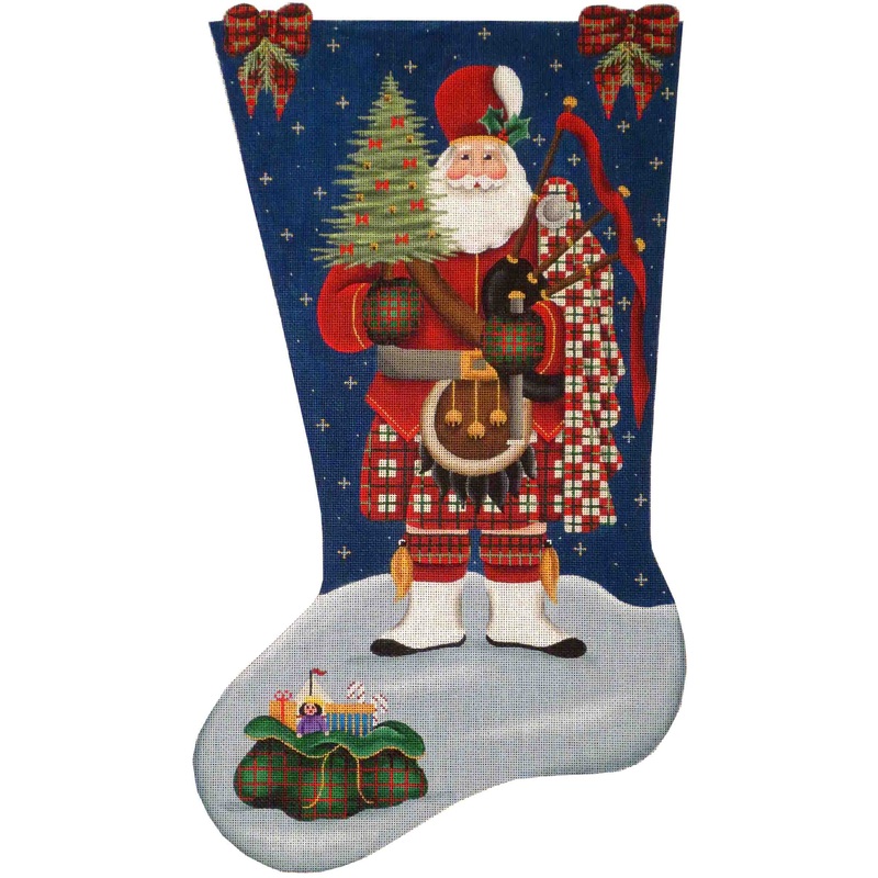 click here to view larger image of Scottish Santa Stocking - 18ct (hand painted canvases)