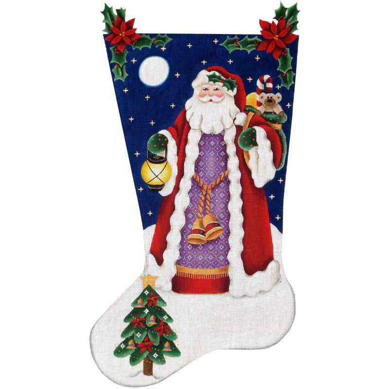 click here to view larger image of Yule Tide Santa Stocking - 18ct (hand painted canvases)