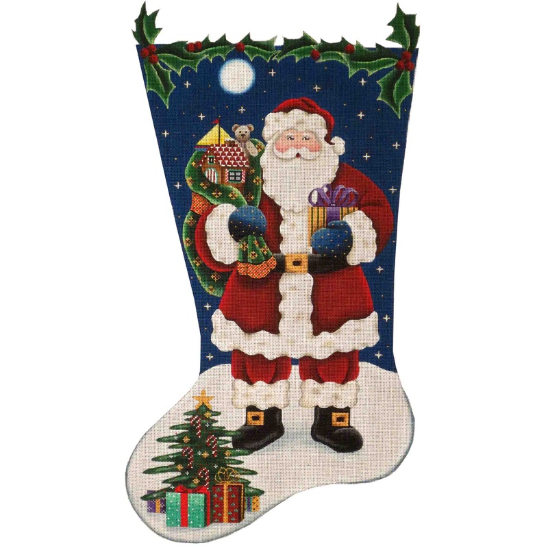 click here to view larger image of Traditional Santa Stocking - 13ct (hand painted canvases)
