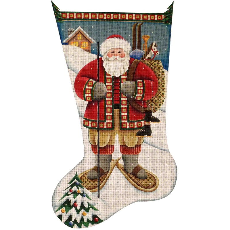 click here to view larger image of Alpine Santa Stocking - 18ct (hand painted canvases)
