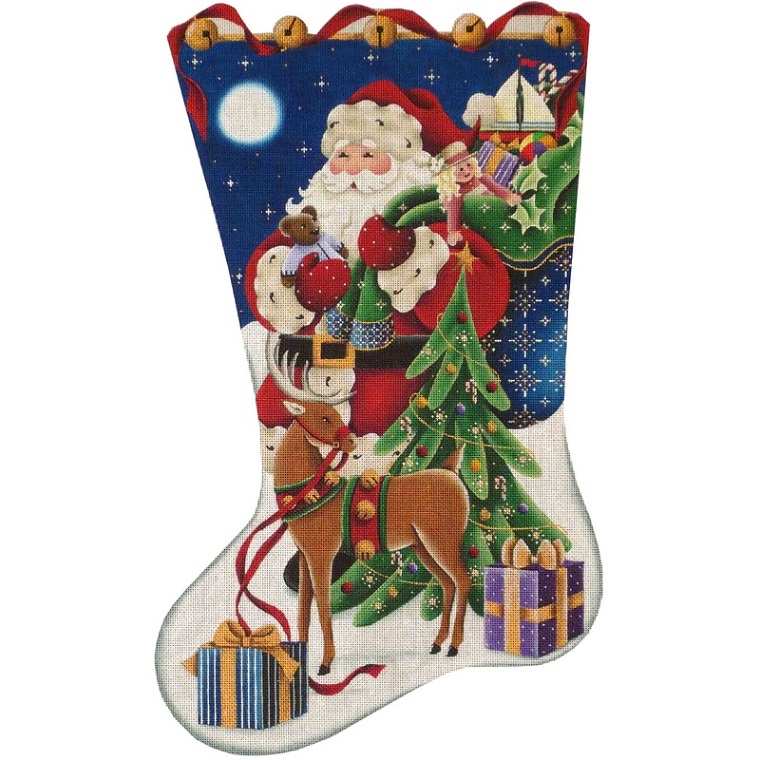 click here to view larger image of Christmas Eve Stocking - 13ct (hand painted canvases)