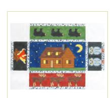 click here to view larger image of Cabin At Night Doorstop (hand painted canvases)