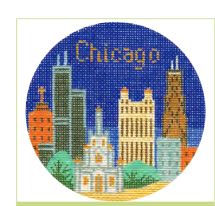 click here to view larger image of Chicago Ornament (hand painted canvases)