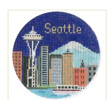 click here to view larger image of Seattle Ornament (hand painted canvases)