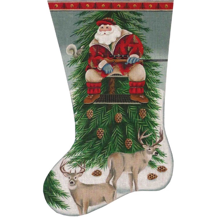 click here to view larger image of Deer Hunter Santa Stocking - 13ct  (hand painted canvases)