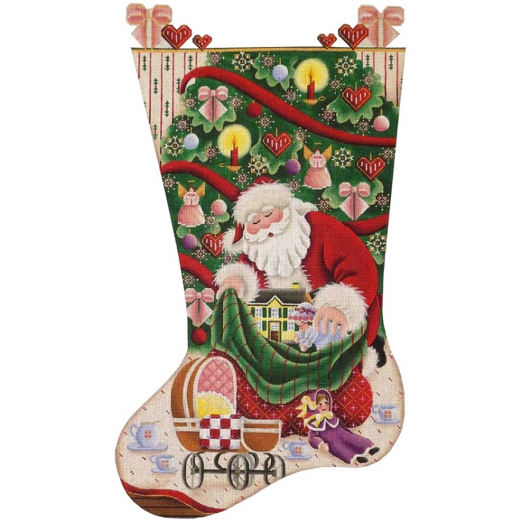 click here to view larger image of Doll Christmas Stocking - 13ct (hand painted canvases)