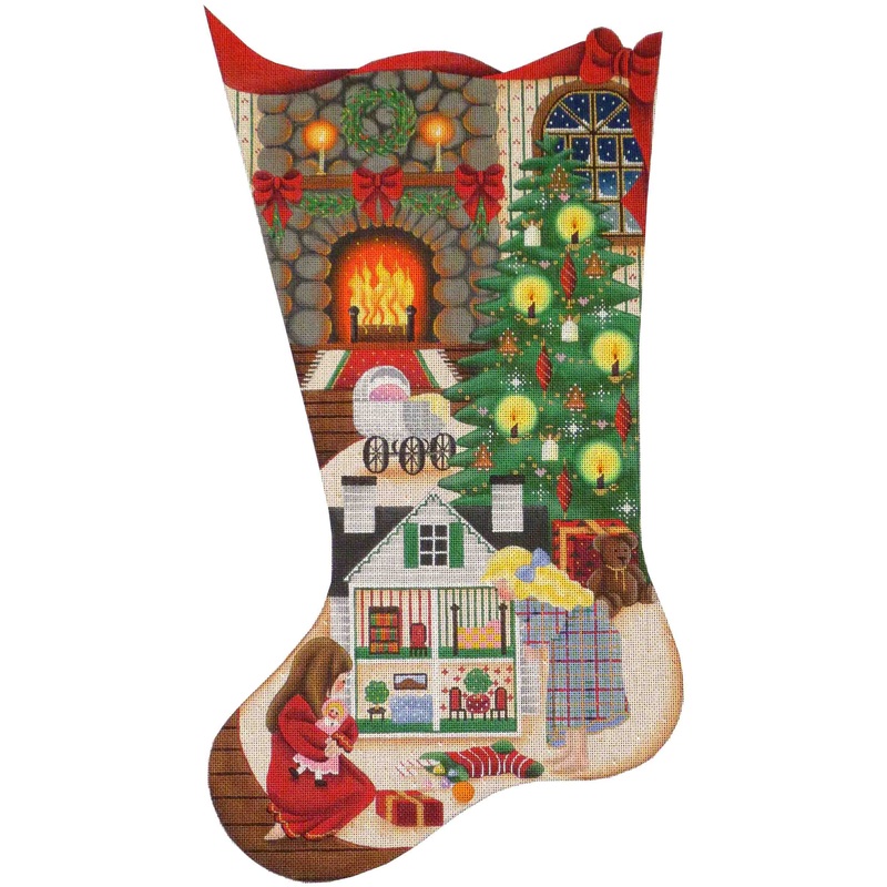 click here to view larger image of Doll House Christmas Stocking - 13ct (hand painted canvases)