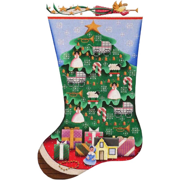 click here to view larger image of Doll Tree Stocking - 18ct (hand painted canvases)