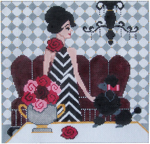 click here to view larger image of Vogue Woman and Dog  (hand painted canvases)