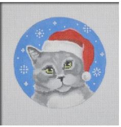click here to view larger image of Grey Cat Santa (hand painted canvases)