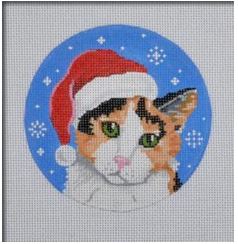 click here to view larger image of Calico Cat Santa (hand painted canvases)