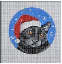 click here to view larger image of Black Cat Santa (hand painted canvases)