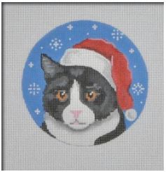 click here to view larger image of Tuxedo Cat Santa (hand painted canvases)