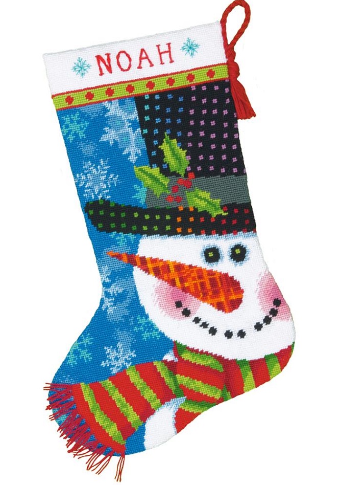 click here to view larger image of Patterned Snowman Stocking (needlepoint kits)