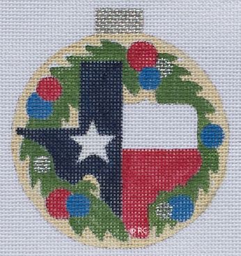click here to view larger image of Texas Wreath Ornament (hand painted canvases)