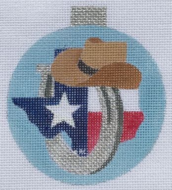 click here to view larger image of Texas Hat and Horseshoe Ornament (hand painted canvases)