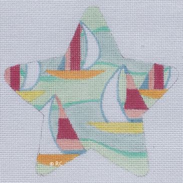 click here to view larger image of Sail Boat Print Star (hand painted canvases)