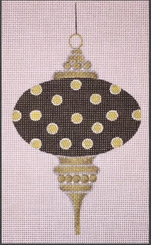 click here to view larger image of Black and Gold Polka-Dot Ornament (hand painted canvases)