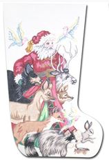 click here to view larger image of Santa With Animals Stocking (hand painted canvases)