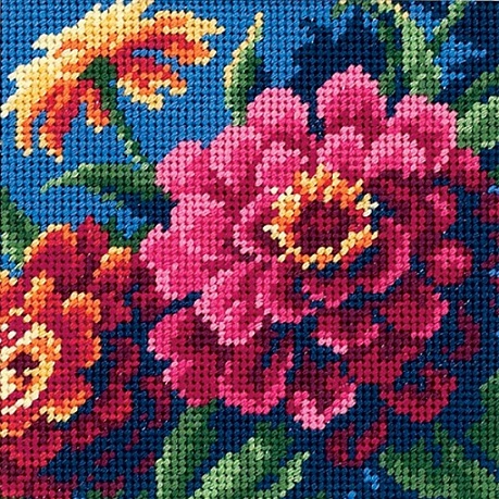 click here to view larger image of Zinnias (needlepoint kits)