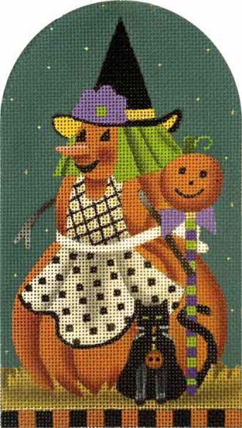 click here to view larger image of Black Cat Punkin Witch (hand painted canvases)