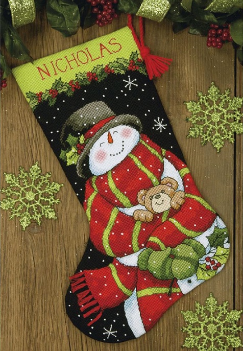 click here to view larger image of Snowman and Bear Stocking (needlepoint kits)
