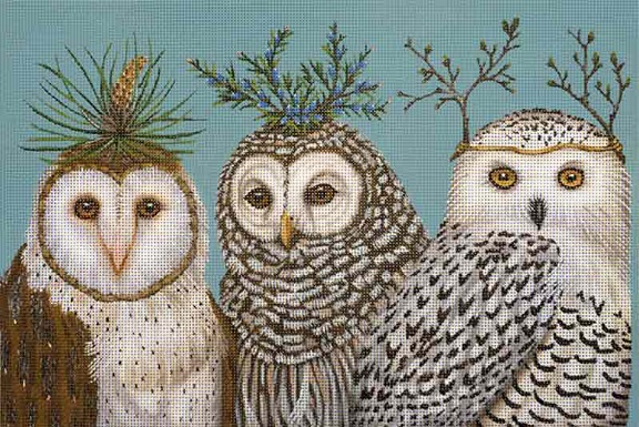 click here to view larger image of Winter Owls (hand painted canvases)